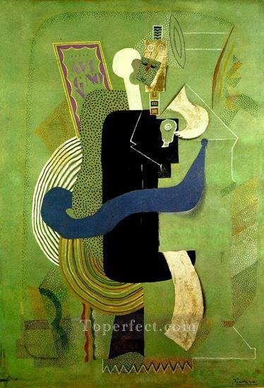 Homme assis au verre Femme et homme 1914 Cubists Oil Paintings